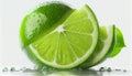Fresh Cut or Off Green Lemon Fruit on White Background AI Generative Royalty Free Stock Photo