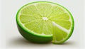 Fresh Cut or Off Green Lemon Fruit on White Background AI Generative Royalty Free Stock Photo