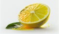 Fresh Cut or Off Yellow Lemon Fruit on White Background AI Generative Royalty Free Stock Photo