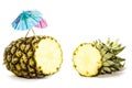 Fresh cut pineapple fruit isolated on a white background. Royalty Free Stock Photo