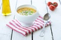 Fresh cut sandwich bowl of vegetable soup Royalty Free Stock Photo