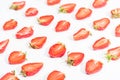 Fresh cut strawberries in rows Royalty Free Stock Photo