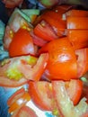 Fresh cut tomatoes kept for cooking Royalty Free Stock Photo