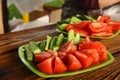 Fresh cut vegetables on the table