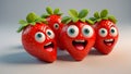 cute cartoon fruit strawberry emotion comic