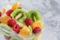Fresh Cuted Fruits Berries in Plastic Container