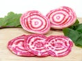 Fresh cutting Chioggia beets Royalty Free Stock Photo