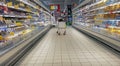 Fresh dairy products in a supermarket