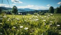 Fresh daisy blossoms in a tranquil meadow generated by AI