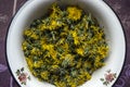 Fresh dandelion flowers prepared for use in cooking and medicinal purposes