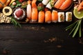 food asian fish seafood healthy japanese sushi rice fresh roll. Generative AI. Royalty Free Stock Photo