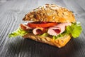 A fresh deli sandwich with ham