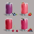 Fresh, delicious berry smoothie. Detox drink on gray background