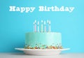 Fresh delicious birthday cake with candles on table Royalty Free Stock Photo