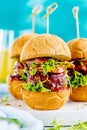 Fresh delicious burgers in Form of Football soccer, Royalty Free Stock Photo