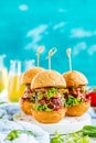 Fresh delicious burgers in Form of Football soccer, Royalty Free Stock Photo