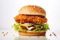 Fresh delicious chicken burger closeup Royalty Free Stock Photo