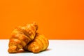 Fresh and delicious croissants isolated. French breakfast concept