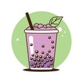 Fresh Delicious Grape Boba Bubble Drink Refreshment Beverage in Cup Glass Royalty Free Stock Photo