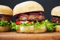 Fresh and delicious home made burgers. Royalty Free Stock Photo