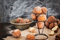 Fresh delicious homemade ball doughnuts Royalty Free Stock Photo