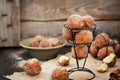 Fresh delicious homemade ball doughnuts Royalty Free Stock Photo