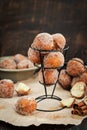 Fresh delicious homemade ball doughnuts Royalty Free Stock Photo