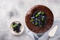 Fresh delicious homemade chocolate cake with berries Royalty Free Stock Photo