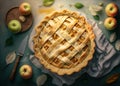 Fresh and Delicious Homemede Apple Pie. AI generated Illustration Royalty Free Stock Photo