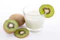 Fresh delicious kiwi yoghurt shake cream isolated