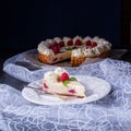 Fresh and delicious raspberry cream pie Royalty Free Stock Photo