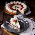 Fresh and delicious raspberry cream pie Royalty Free Stock Photo
