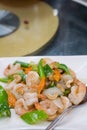 Sauteed shrimp in bell pepper and cashew nuts