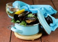 Fresh delicious seafood mussels Royalty Free Stock Photo