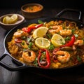 Fresh delicious spanish paella with seafood