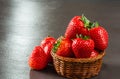 Fresh  delicious strawberries in a basket on table Royalty Free Stock Photo