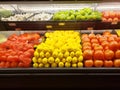 Fresh vegetables and fruits in a supermarket
