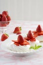 Fresh dessert of strawberry meringue nests