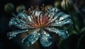 Fresh dew drops on purple daisy petals generated by AI Royalty Free Stock Photo