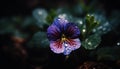 Fresh dew drops on purple daisy petals generated by AI