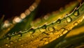 Fresh dew drops on vibrant green leaf, nature abstract pattern generated by AI Royalty Free Stock Photo