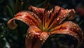 Fresh dew drops on vibrant purple petals generated by AI Royalty Free Stock Photo