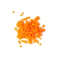 Fresh Diced Carrot, Raw Carrot Cubes Closeup, Chopped Orange Root Vegetable, Diced Carrots Pile Royalty Free Stock Photo
