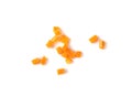 Fresh Diced Carrot, Raw Carrot Cubes Closeup, Chopped Orange Root Vegetable, Diced Carrots Pile Royalty Free Stock Photo