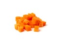 Fresh Diced Carrot, Raw Carrot Cubes Closeup, Chopped Orange Root Vegetable, Diced Carrots Pile
