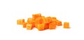 Fresh Diced Carrot, Raw Carrot Cubes Closeup, Chopped Orange Root Vegetable, Diced Carrots Pile Royalty Free Stock Photo