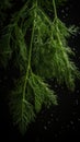 Fresh dill twigs visible drops of water generative AI Royalty Free Stock Photo
