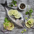 Fresh Dorado fish, lemon, lime and parsley