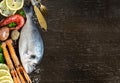 Fresh dorado fish and seafood Royalty Free Stock Photo