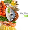 Fresh dorado fish and seafood Royalty Free Stock Photo